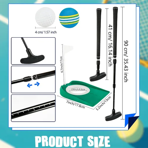Vista 2 de Juego de 2 palos de golf ajustables para niños, adolescentes, diestros o zurdos, de dos vías, para hombres y mujeres, 4 pelotas de entrenamiento
