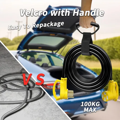 Vista 6 de PlugSaf NEMA 14-50P/14-50R 3 pies 50 Amp cable de extensión RV/EV para exteriores con mango de agarre, cable de alimentación RV STW flexible de 4