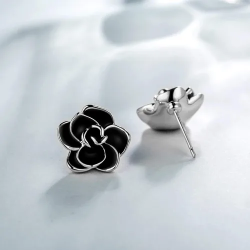 Vista 2 de AllenCOCO - Aretes de tuerca de flores hipoalergénicos para mujer chapados en oro de 18 quilates sin níquel
