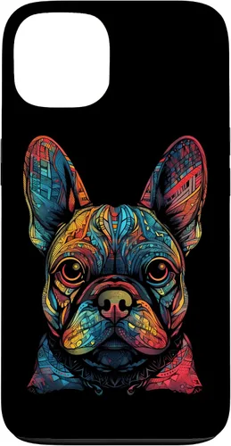 Vista 7 de iPhone 16 Colorful French Bulldog Face Frenchie Dog Lover Funny Black Case