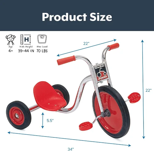 Vista 3 de Angeles Triciclo para niños, triciclo para niños pequeños con neumáticos de goma sólidos sin aire, bicicleta para niños para preescolares