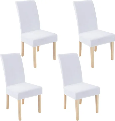Vista 22 de smiry - Fundas para sillas de comedor de terciopelo elástico y suave, extraíbles, Terciopelo, Beige