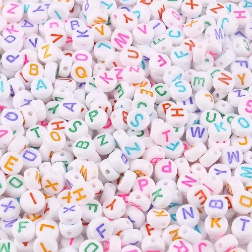 Vista 19 de 900 cuentas acrílicas doradas de letras del alfabeto, letras coloridas del alfabeto, cuentas de cubo negro para pulseras de la amistad y regalos