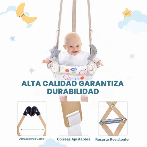 Vista 3 de Saltador de puerta para bebé, Saltarín para bebé con correa ajustable, Saltador de puerta para bebé para jugar en interiores/exteriores, Fácil