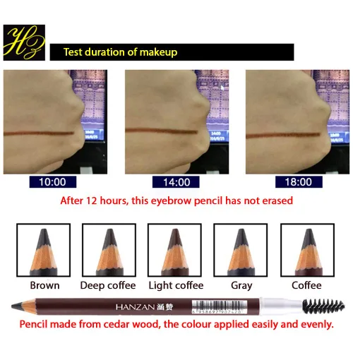 Vista 3 de Lápiz de cejas impermeable delineador de ojos para cejas, lápiz de maquillaje de madera de cedro, herramienta cosmética (EB02 café oscuro)