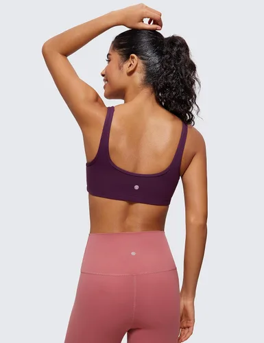 Vista 2 de CRZ YOGA Butterluxe - Mini brasier para mujer, cuello redondo, de bajo impacto, sin varillas, brasier deportivo con relleno para yoga y entrenamiento