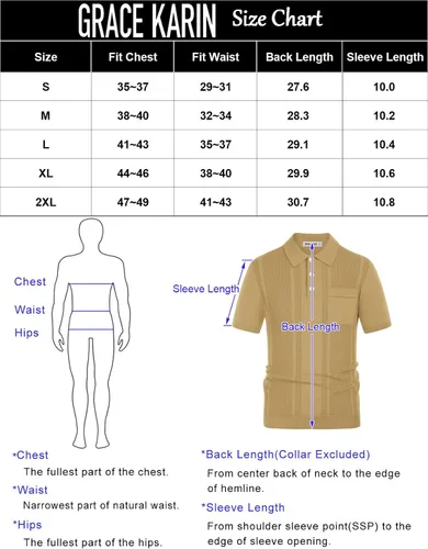 Vista 6 de GRACE KARIN Camisas polo de punto para hombre, manga corta, textura, ligeras, suéter de golf