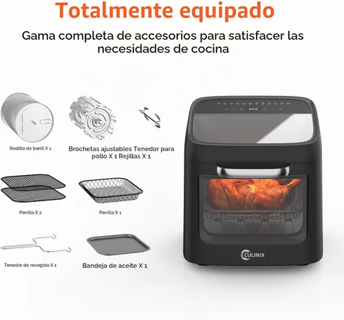 Vista 3 de Combo de horno tostador con freidora de aire grande de 13 cuartos de galón con asador 12 en 1