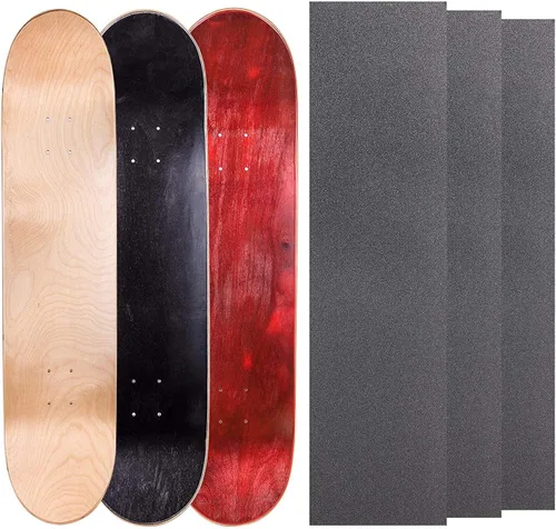 Vista 17 de Cal 7 Tablas de patineta de arce en blanco con cinta de agarre (paquete de 3, combinaciones)