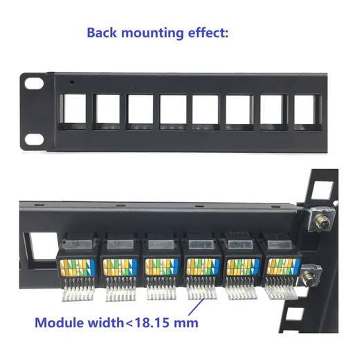 Vista 6 de Paquete de 2 paneles de conexión 1U de 24 puertos Keystone en blanco, carcasa de montaje en rack de 1U de 19 pulgadas para conectores Keystone (2)