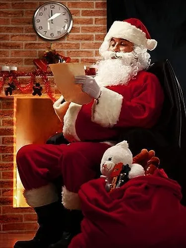 Vista 6 de Juego de disfraces de Papá Noel de lujo para hombre, 10 piezas, disfraz de Papá Noel, terciopelo clásico para adultos, traje de Papá Noel