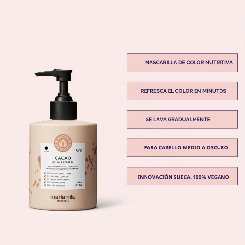 Vista 2 de Maria Nila, Color Refresh - Mascarilla para el cabello marrón, pigmentos semipermanentes, 100% vegano y sin sulfato ni parabenos