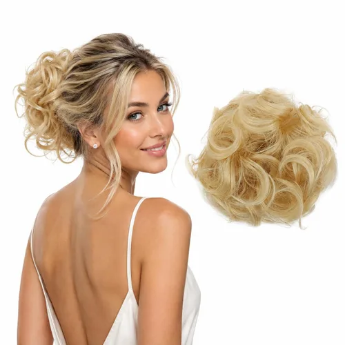 Vista 35 de CAISHA Postizo Grande Scrunchy Recogido Peinado Nupcial Rizado Moño Despeinado Marrón Chocolate Oscuro G2E