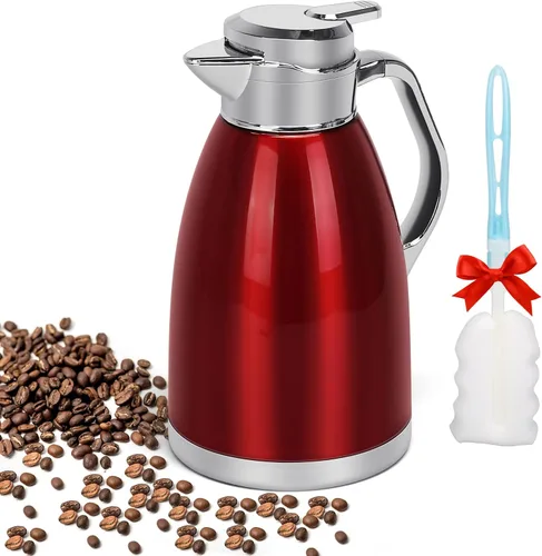 Vista 9 de ShineMe Jarra térmica de café, jarra de café de acero inoxidable de 40 onzas (1.2 L) para mantener líquidos calientes, tamaño de viaje, jarras