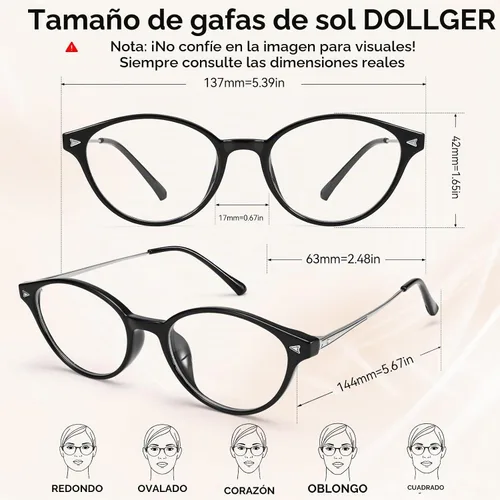 Vista 6 de Dollger Gafas de luz azul para mujer, gafas vintage con marco ovalado pequeño