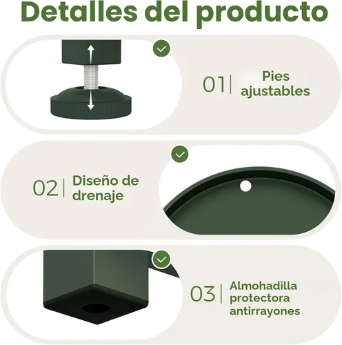 Vista 6 de Bamworld - Soporte de esquina para macetas de metal para interiores y exteriores Verde oscuro
