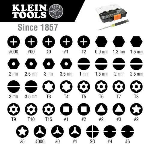 Vista 4 de Klein Tools Juego de destornilladores de precisión (39 bits) y destornillador de trinquete 15 en 1