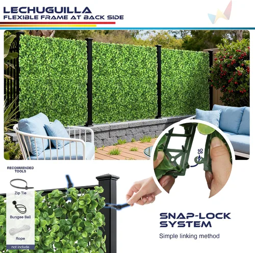 Vista 4 de Windscreen4less 1 panel artificial de boj de 20 x 20 pulgadas, decoración de pared verde hierba sintética para decoración al aire libre