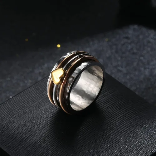 Vista 32 de Magitaco Anillos giratorios de acero inoxidable, anillos para ansiedad, anillos de ansiedad para mujeres y hombres