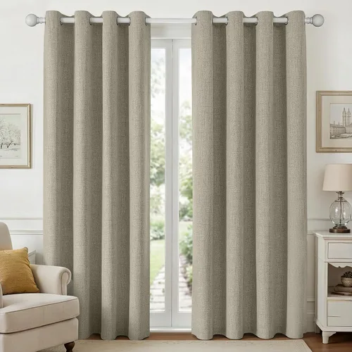Vista 37 de Joydeco Cortinas negras 100% opacas para dormitorio, oscurecimiento de habitación, aislamiento térmico, cortinas cortas texturizadas con ojales
