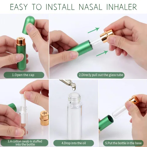 Vista 4 de YGDZ Inhalador de aceite esencial, 5 unidades, tubos de inhaladores de aromaterapia nasales personales, inhaladores de aceite esencial de vidrio