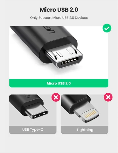 Vista 2 de UGREEN Cable Micro USB 2.0 OTG On The Go Adaptador Macho Micro USB a Hembra USB Compatible con Teléfono Samsung S7 S6 Edge S4 S3 LG G4 Controlador