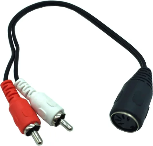 Vista 5 de Cable DIN de 5 pines a RCA, 5 pies/4.9 ft, enchufe macho DIN a 2 RCA macho cable adaptador de audio para sistemas electrofónicos Bang & Olufsen, DIN