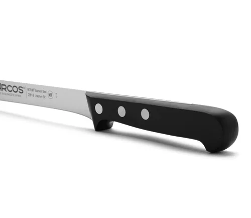 Vista 4 de Arcos Cuchillo afilado de acero inoxidable de 9 pulgadas. Cuchillo para cortar jamón y carne. Mango ergonómico de polioximetileno y hoja de 9.449
