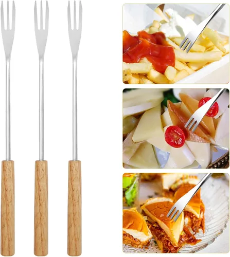 Vista 4 de Paquete de 6 tenedores de fondue para queso y chocolate, tenedores de inmersión para dulces, suministros de horneado de acero inoxidable para tartas