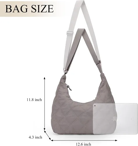 Vista 4 de JBB Women Hobo Shoulder Bag Puffer Small Tote Crossbody Bag Purse Cotton Handmade Bags Handbag with Zipper School Work Travel
