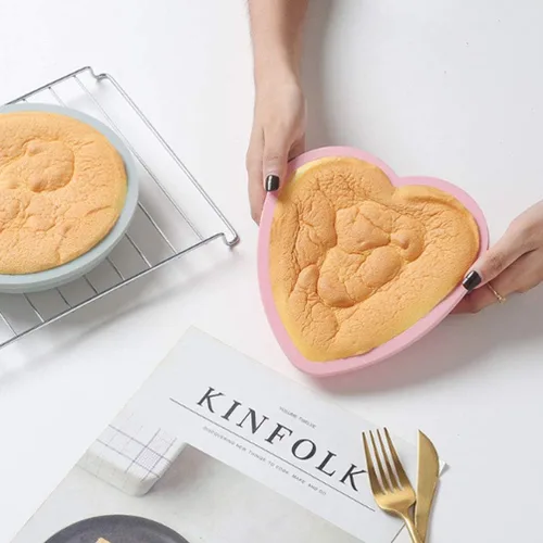 Vista 6 de Molde de silicona para pasteles en forma de corazón, 2 moldes antiadherentes para hornear, bandeja para hornear chocolate, regalo de San Valentín