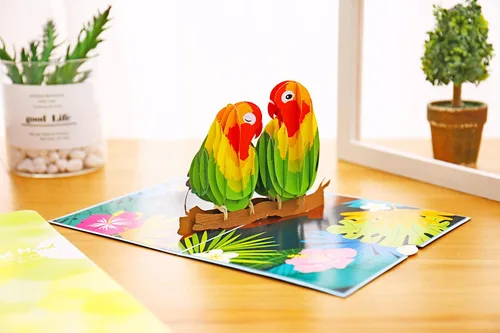 Vista 3 de Liif Tarjeta emergente de felicitación 3D de 50 aniversario de Lovebird, tarjeta de boda de feliz 50 aniversario y regalo - para marido, esposa