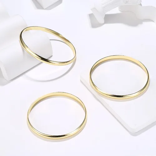 Vista 5 de HAIAISO Pulsera chapada en oro de 14 quilates de 0.236 pulgadas para mujer, pulsera lisa pulida, regalo para el día de San Valentín