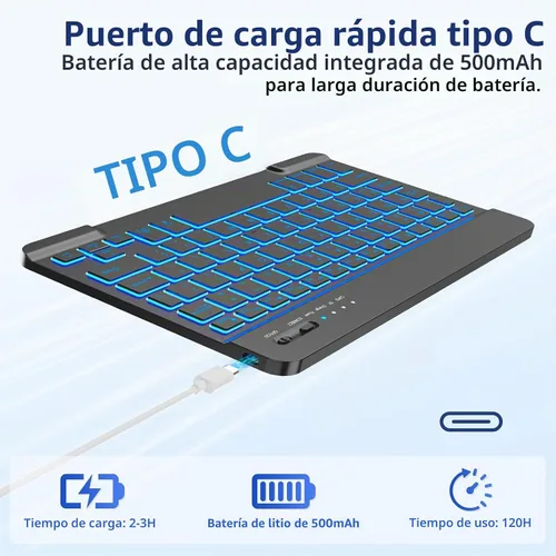 Vista 7 de FUWANG - Funda para iPad A16 de 11ª/10ª generación con teclado, color mármol negro