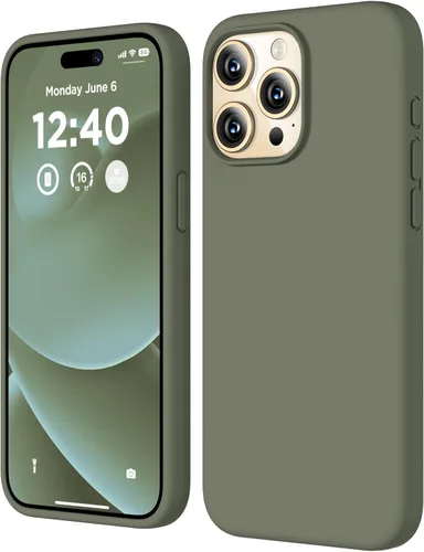 Vista 8 de Funda compatible con iPhone 15 Pro, funda de silicona líquida, funda protectora de cuerpo completo a prueba de golpes, funda delgada para teléfono