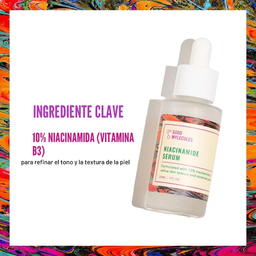 Vista 3 de Good Molecules Suero de niacinamida - Suero facial B3 equilibrante de niacinamida al 10% para acné, tono, textura, iluminador e hidratante