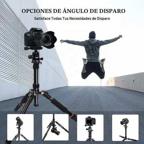 Vista 5 de ZOMEi Trípode para cámara DSLR de 62 pulgadas, peso ligero, con cabezal de bola, placa de liberación rápida y estuche de transporte