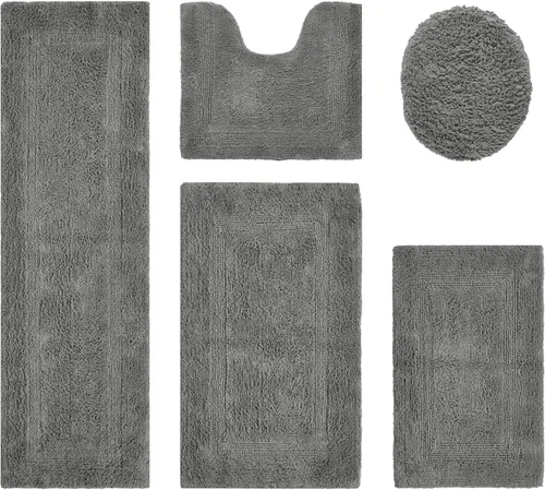 Vista 72 de Better Trends - Juego de 2 alfombras de baño 100% algodón, extra suaves, con borlas, de 17" x 24", alfombra de baño superabsorbente y reversible