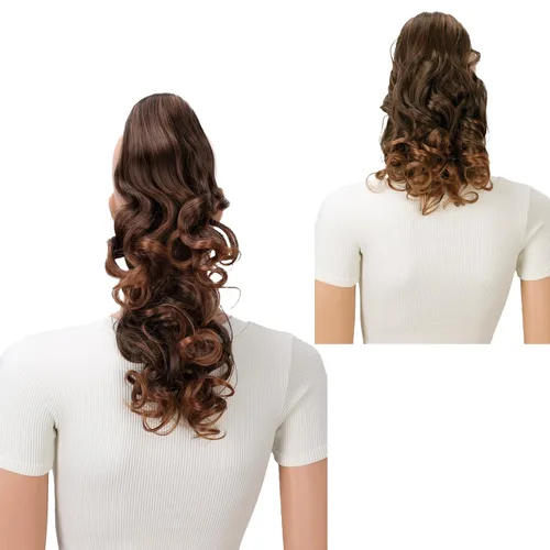 Vista 26 de PRETTYSHOP 16 o 20 pulgadas clip para el pelo en extensión cola de caballo 2 en 1 rizada resistente al calor