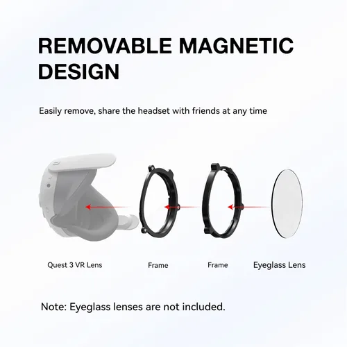 Vista 3 de APEXINNO Upgraded VR Magnetic Frame Glasses Lens Insert for Meta Quest 3 Accessories, VR Lens Protector Anti-Scratch Ring for Headset Lens and