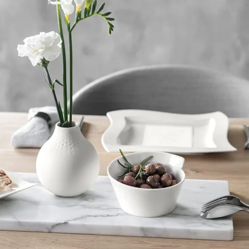 Vista 3 de Villeroy & Boch New Wave - Tazón redondo pequeño de arroz de porcelana, 15.5 onzas, color blanco