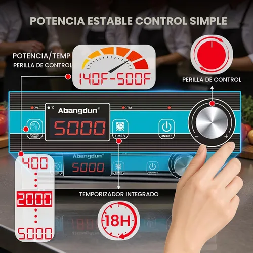Vista 6 de 5000W - Placa de inducción comercial, quemador de inducción de 220 V