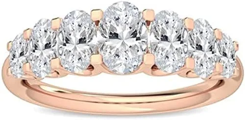 Vista 7 de CUSTOMIZE JEWELS 1.57 Ctw Oval Shape White Lab Grown Diamond In 14K White Yellow Rose Gold Side Stone Engagement Ring,F-GVS1-VS2