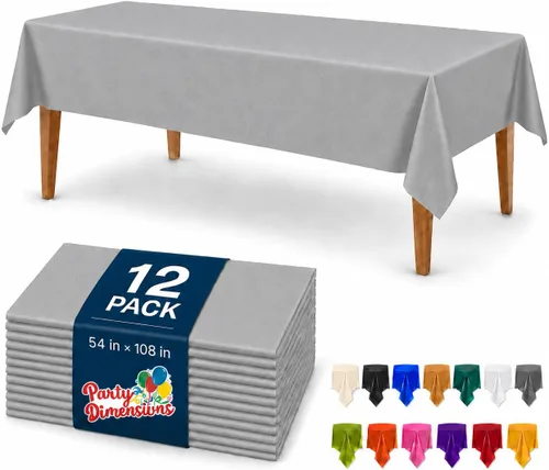 Vista 17 de Party Dimensions Mantel de plástico negro, paquete de 12 manteles rectangulares desechables de 54 x 108 pulgadas para mesas de 6 a 8 pies