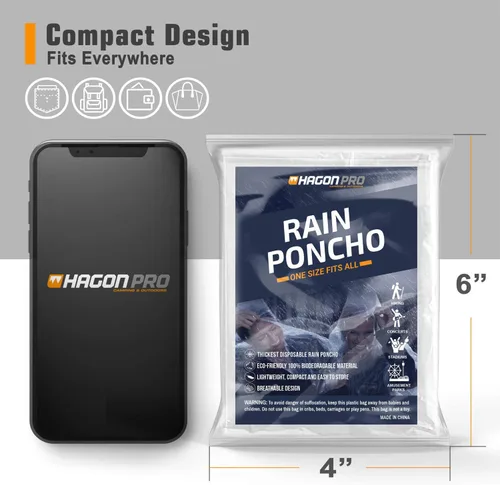 Vista 13 de Hagon PRO - Ponchos de lluvia desechables para adultos (paquete de 5)