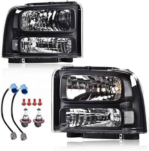 Vista 27 de G-PLUS - Par de faros delanteros led para circulación diurna, lente transparente, carcasa negra, reflector ámbar