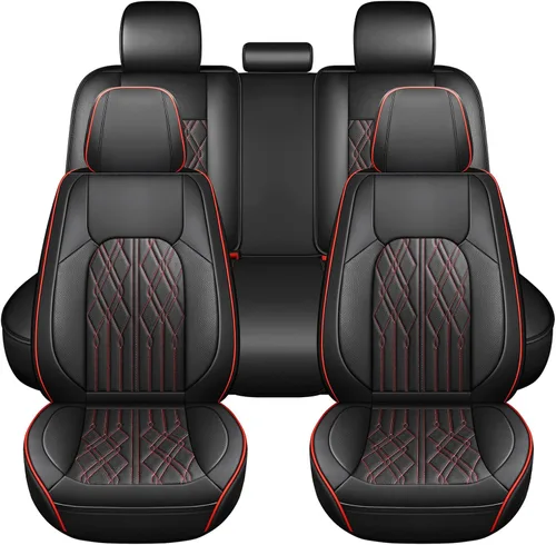 Vista 23 de Huidasource Juego completo de fundas de asiento de automóvil, funda de asiento de cuero transpirable para la mayoría de automóviles, SUV
