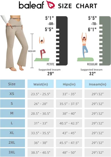 Vista 6 de BALEAF Leggings acampanados para mujer, pantalones de yoga cruzados a la moda, cintura alta, casuales, con bolsillos
