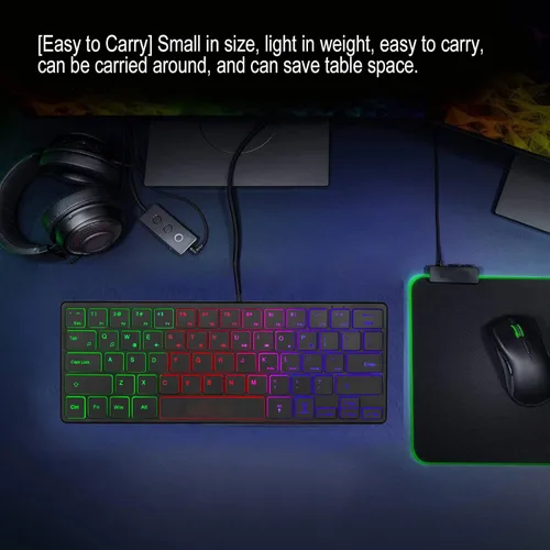 Vista 4 de Diyeeni Wired Gaming Keyboard, Abs Material, 3 Kinds of Backlight Effects, No Driver Required, Can Improve Work Efficiency.