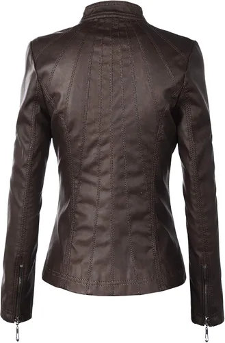 Vista 2 de Lock and Love Chaqueta extraíble de piel sintética con capucha para mujer